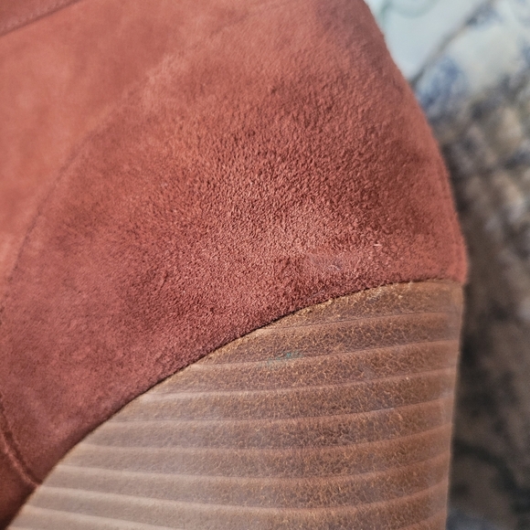 Lucky Brand Burnt Orange Suede Leather Lace Up Wedge Booties Ankle Boots Sz 8.5 - Picture 7 of 8